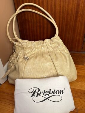 Brighton Breelin Pebbled Snakeskin Leather Shoulder Handbag
